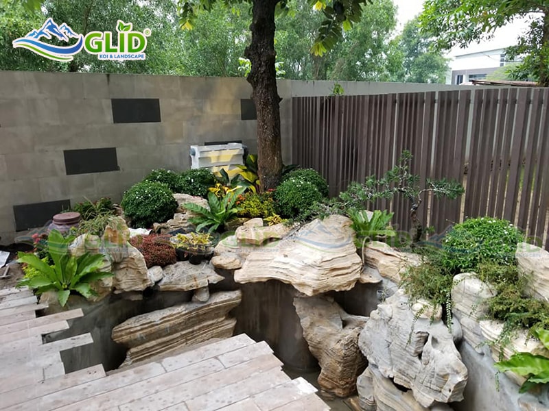 thiết  kế thi công hồ cá koi vinhome thăng long