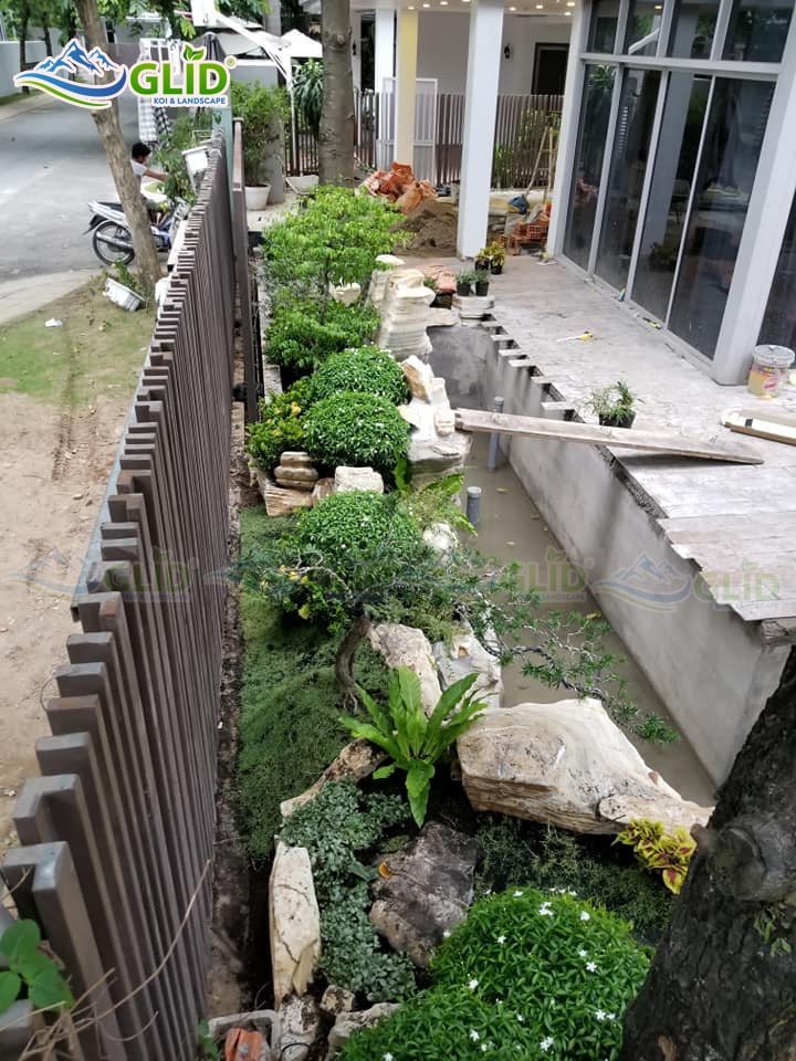 thiết  kế thi công hồ cá koi vinhome thăng long