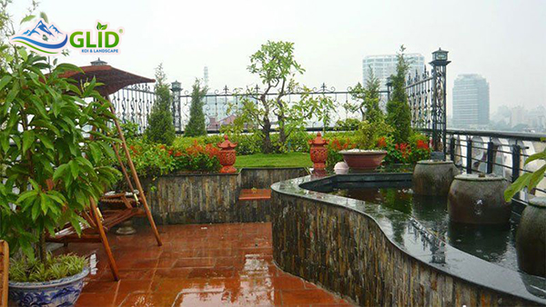thiết kế thi công hồ koi sân thượng