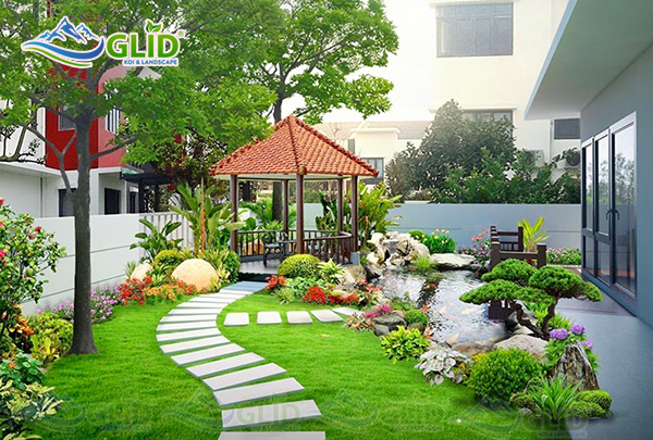 Mẫu kiểu sân vườn đẹp cho biệt thự đơn lập