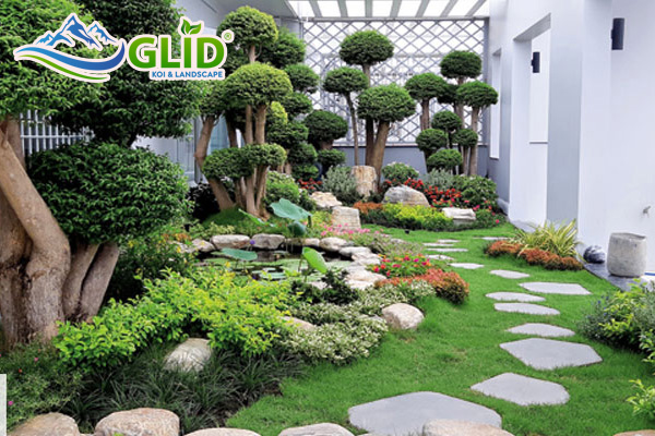 Thi công tiểu cảnh sân vườn trước nhà trọn gói giá rẻ