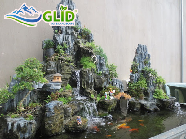 Tiểu cảnh thác nước - Ý tưởng thiết kế tiểu cảnh thác nước sân vườn 