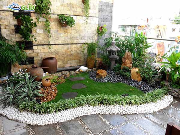 Thiết kế tiểu cảnh khô cho sân vườn biệt thự