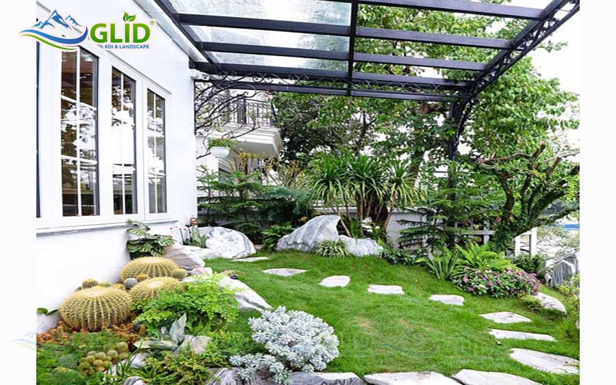 Thiết kế tiểu cảnh khô cho sân vườn biệt thự